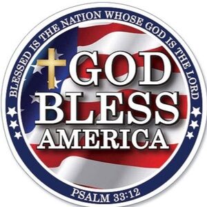 God Bless America Psalm 33:22 “Blessed is the nation…” round car magnet nwt